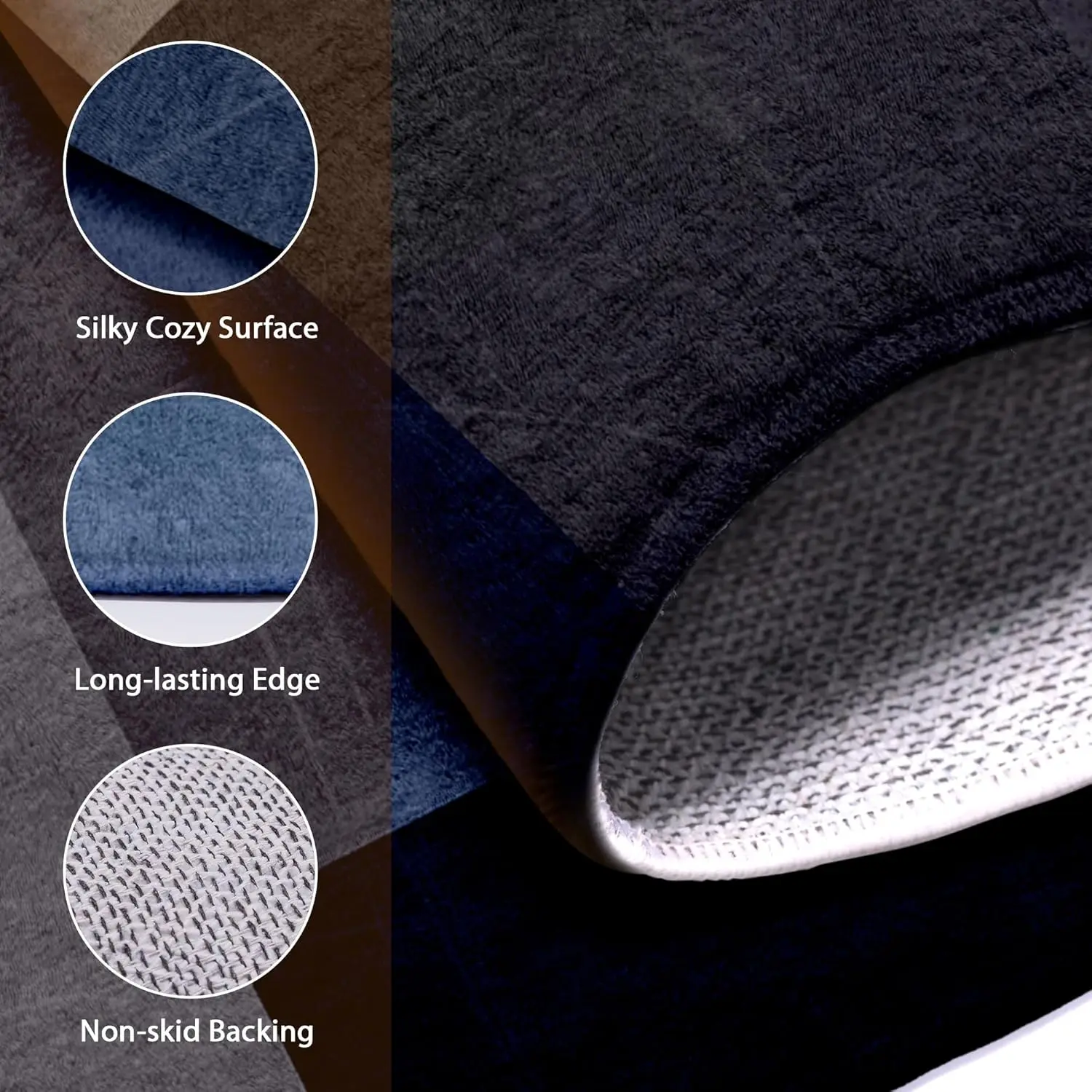 Blue Grey Modern Geometric Area Rug, Square Contemporary Indoor Floor Carpet, Low Pile Soft Washable Rug for Living Room Bedroom