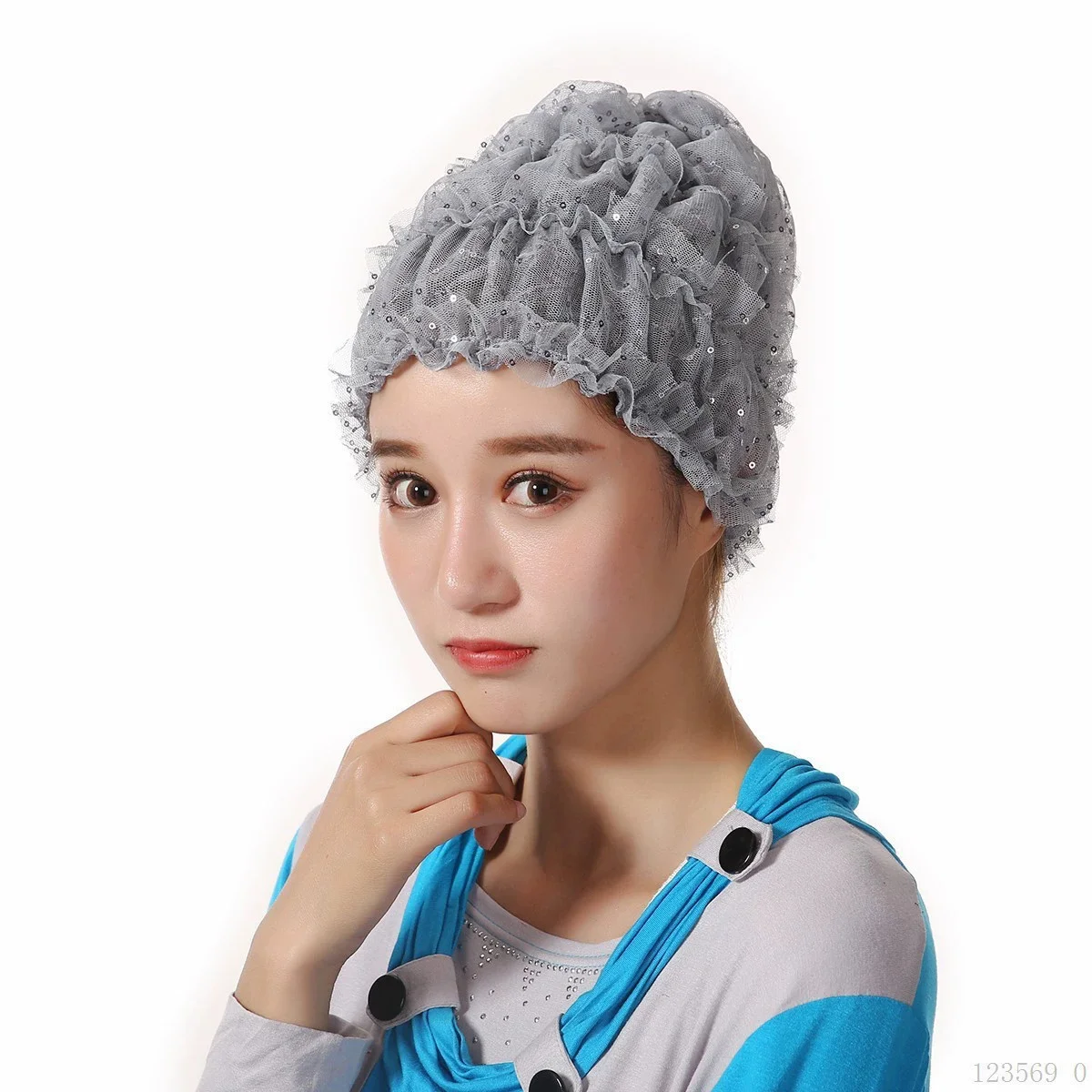 

Летний дышащий кружевной тюрбан с блестками, женская шапка для волос, женская повязка на голову, женский платок, капот, мусульманская шапка, нижний шарф