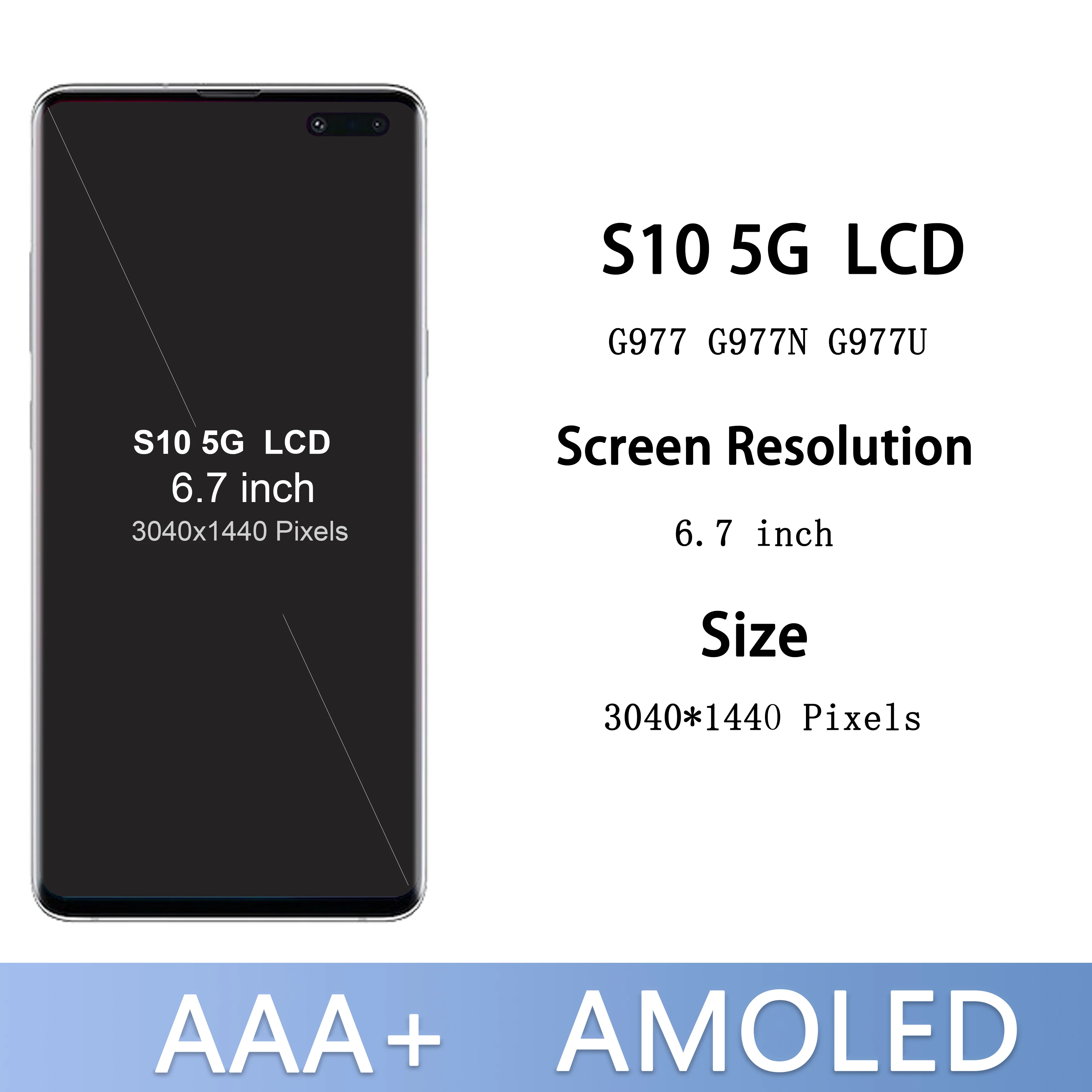 100% Work Super AMOLED LCD For SAMSUNG Galaxy S10 5G G977N Display G977U Touch Screen Digitizer S10 5G LCD G977 LCD Assembly