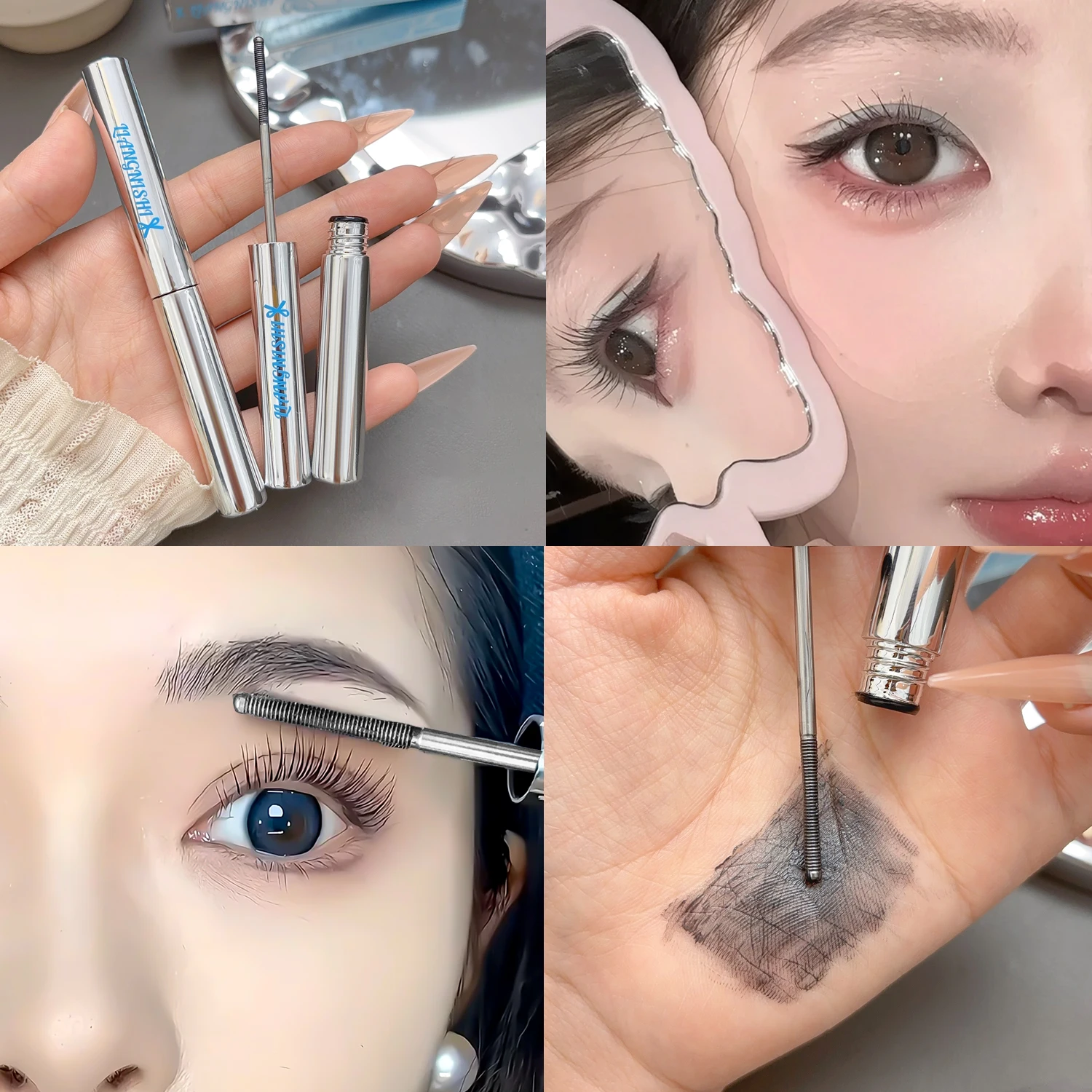 Waterproof Ultra-Fine Brush Mascara Makeup Silk Fiber Lengthens Eyelashes Fast Dry Matte Brown Black Curling Mascara Comestics