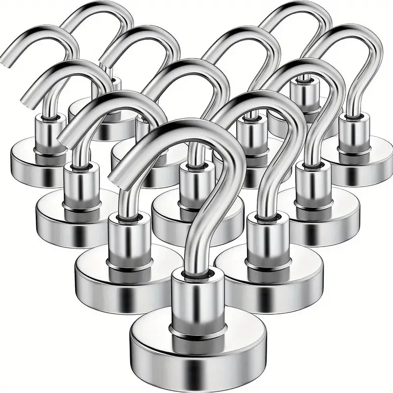 

4/8/12PCS Heavy Duty Magnetic Hook 50lbs Metal Magnet Hook for Suspension, Magnetic Metal Hook for Refrigerator,Kitchen, Storage