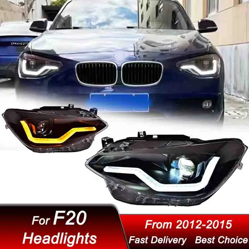 

Поп-автомобильные светодиодные фары для BMW 1 серии F20 2012-2014, новый стиль, полный светодиодный фонарь в сборе, обновление линз проектора, аксессуары Ki