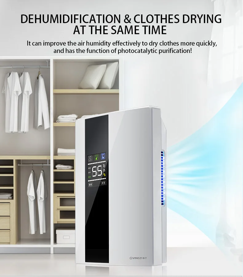 Intelligent Air Dehumidifier Air Dryer Purifier Household Bedroom Basement Moisture Absorber Automatic Clothes Dryer