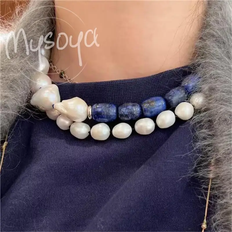 

MYSOYA 6-8mm White Freshwater Pearl Necklace Natural Pearls With Gift Box Perfect Gift For Wedding Birthday Christmas New Year