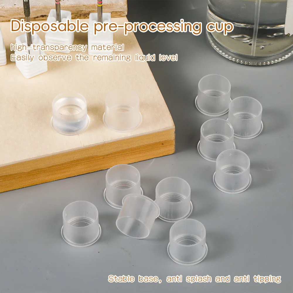 Kaniu 100Pcs Disposable Tattoo Ink Cup S/M/L Multi-Use Disposable Nail Cups Plastic Permanent Wet Cuticle Callus Removal Tools