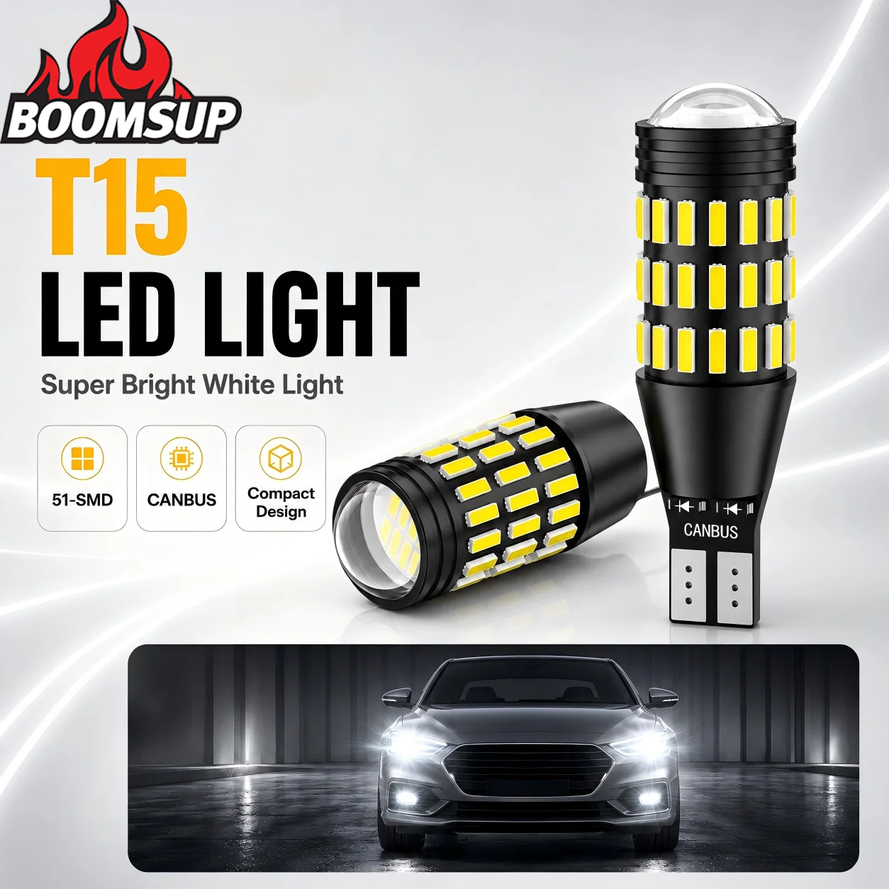 T15 W16W LED Bulbs for Backup Reverse Light Bulbs, 51-SMD 6500K Ultra Bright White, 906 912 921 LED Bulb Back Up Parking Light