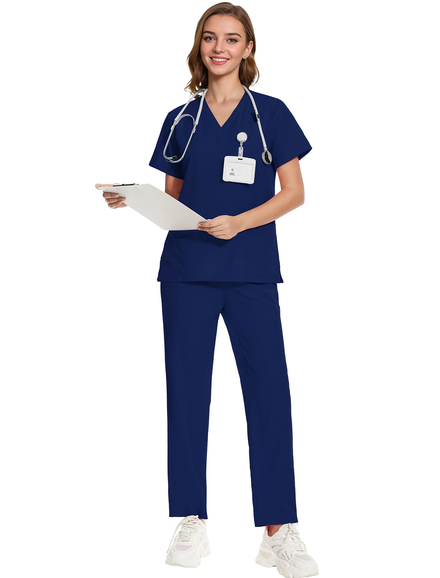 スリムフィット医療ユニフォーム女性スクラブセット看護師アクセサリー歯科医院美容サロンスパ作業服