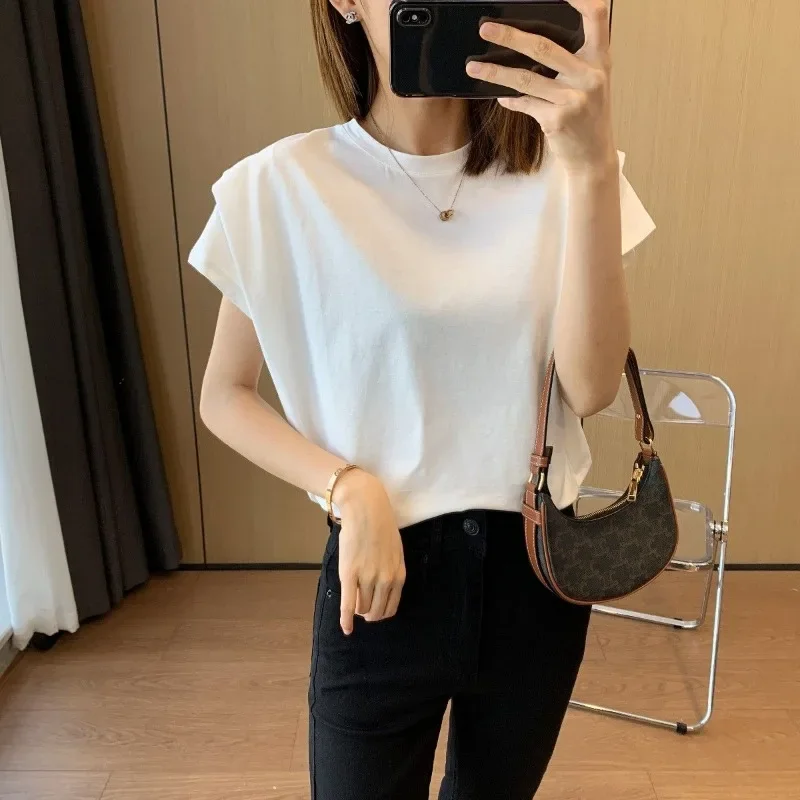 Tops Woman Plain Cotton Summer Outfit T Shirt for Women Short Sleeve Women's Cheap Clothing and Comfortable Sales Clearance