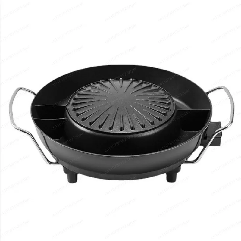 Round Korean style no smoke non-stick round rinsing and baking integrated pot multi-function mandarin electric heating pot