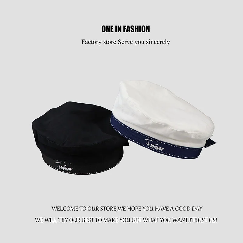 Classic Sailor Cap Beret Hats Brimless Fisherman Cabbie Cap Sweet Girl Preppy Style JK Decor Adjustable Straps Japanese Vivi Cap