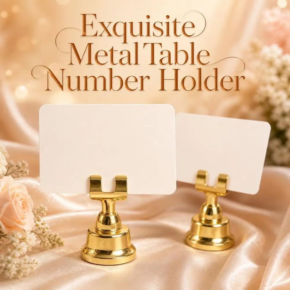 Modern Metallic Table Number Holder Stable Mini Place Card Holder Exquisite U‑shaped Menu Card Stand Wedding Banquet