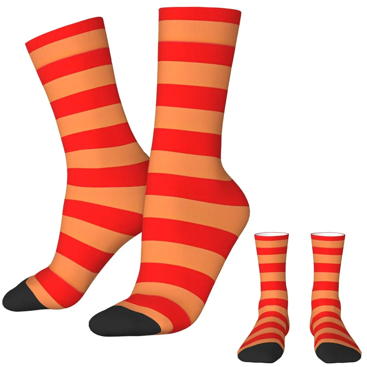 Red And Orange Striped Socks Modern Stockings Men\'s Quality Outdoor Sports Socks Winter Graphic Non Slip Socks