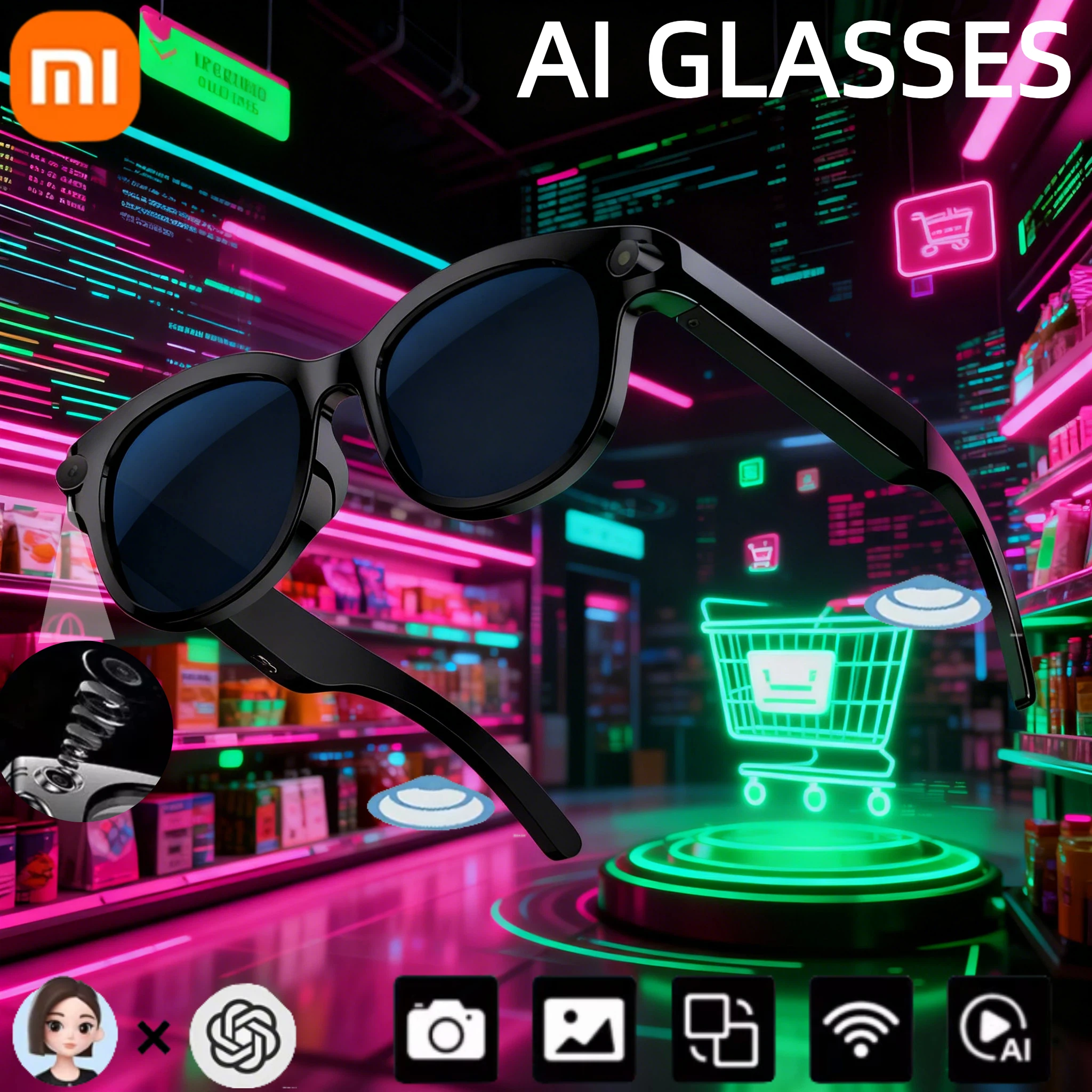 Xiaomi 4K نظارات كاميرا Ai الذكية 400 واط بكسل HD اطلاق النار ترجمة بلوتوث دعوة LED التعرف الذكي النظارات الشمسية #1