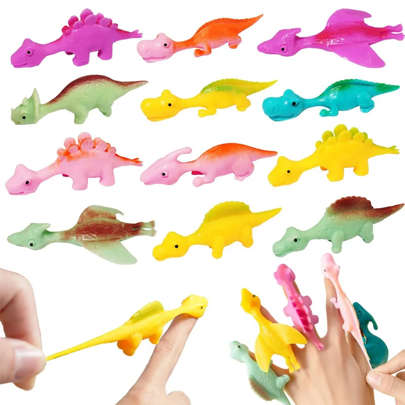 Finger Shooting Dinosaurs Sticky Rubber Dino Easter Funny Gag Gifts Party Favors Egg Stuffers for Kids Boys Girls