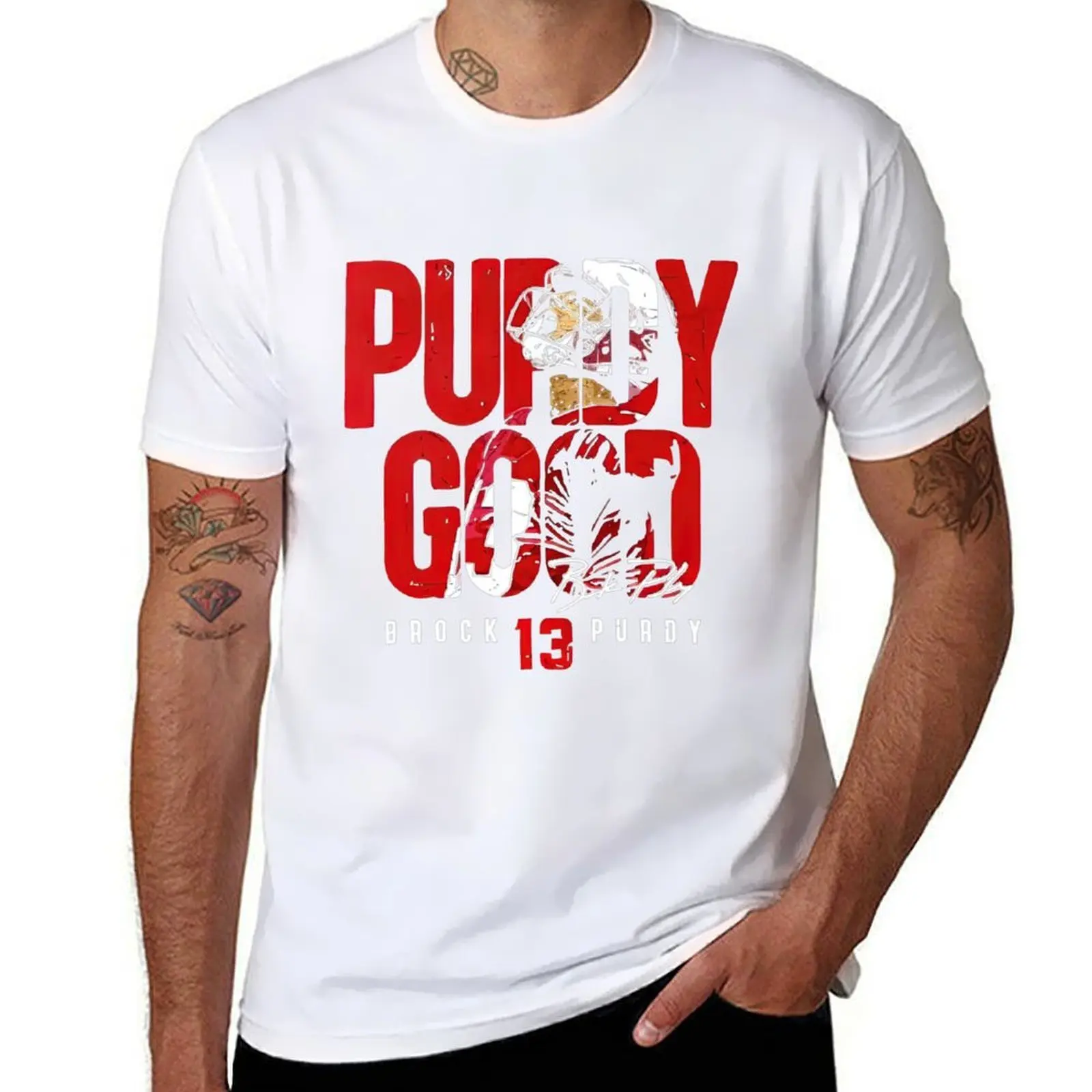 

brock purdy football 49ers Posters and Art T-Shirt t shirt men 100% cotton luxury brand t shirts with prints T-Shirt