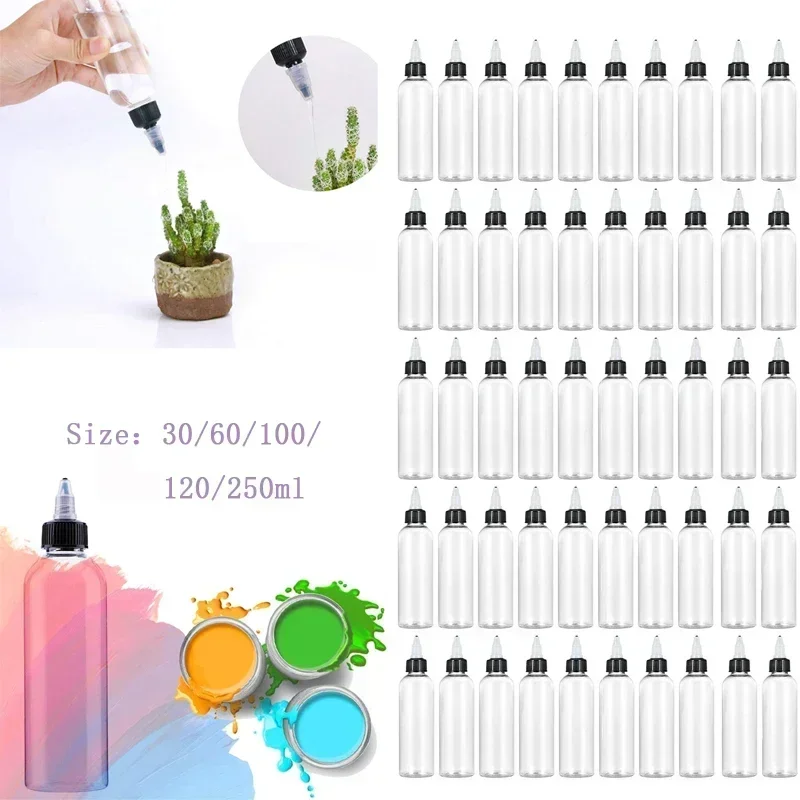 50Pcs 30ml-120ml Empty Clear Plastic Squeeze Bottles Portable Sample Bottle Travel Containers For BBQ DIY Glue Tattoo Ink Paint