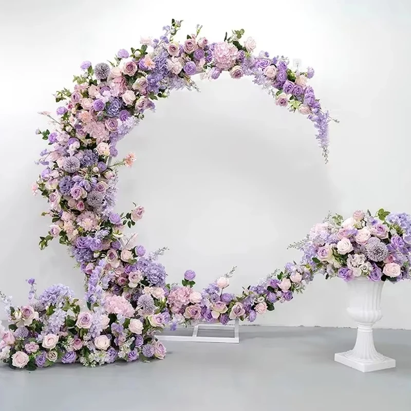 

Purple Moon Arch Artificial Flower Backdrop Wall Silk Hydrangea Bunch Party Floral Arrangements Wedding Decor Accept custom styl