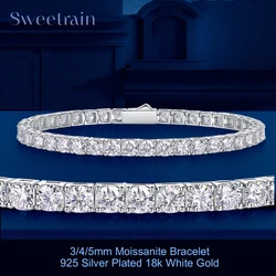 Dainty Full Moissanite Tennis Bracelet 18k Gold Plated 925 Sterling Silver D Color Lab Created Diamond Bracelet for Women Men