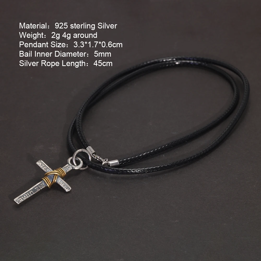 Silver Copper Cross Pendant Necklace 2