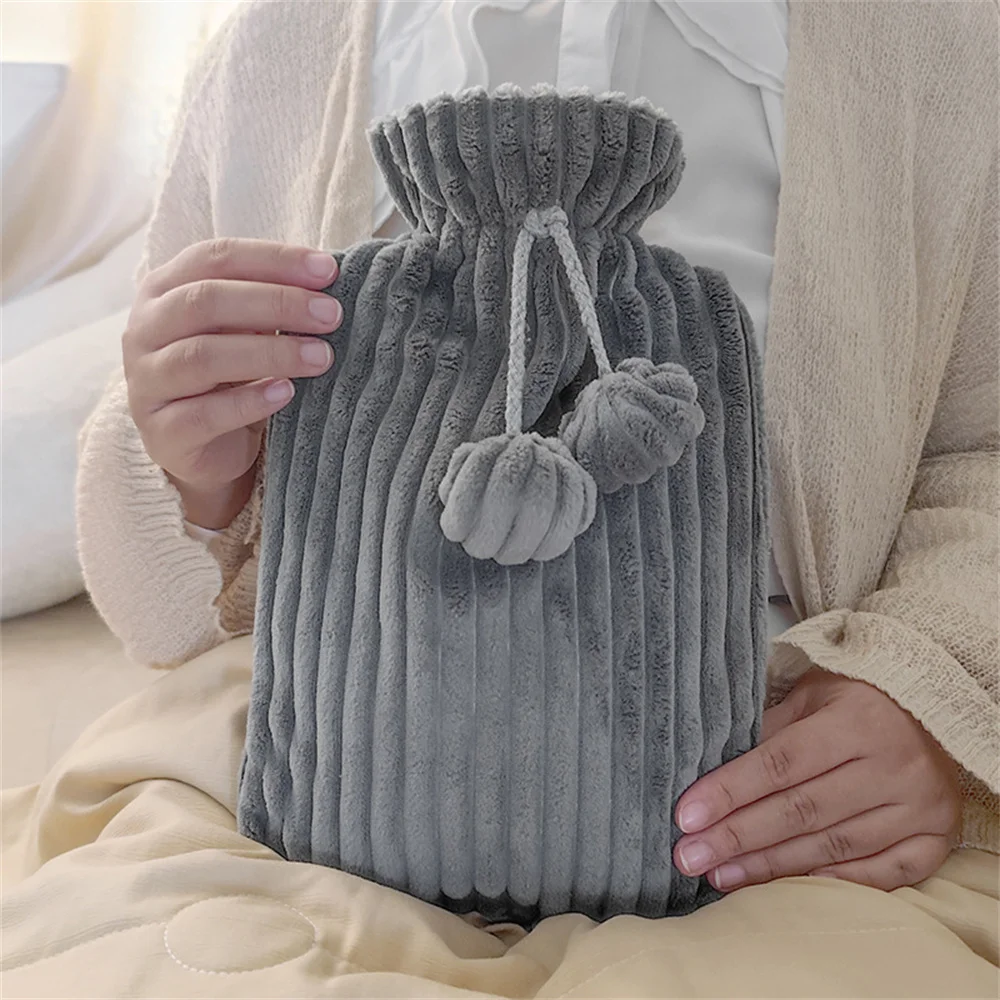 1000/2000ml Removable Hot Water Bottle Bag Plush Cover Heat Preservation Covers Soft Warm Portable Pain Relief Winter Protective