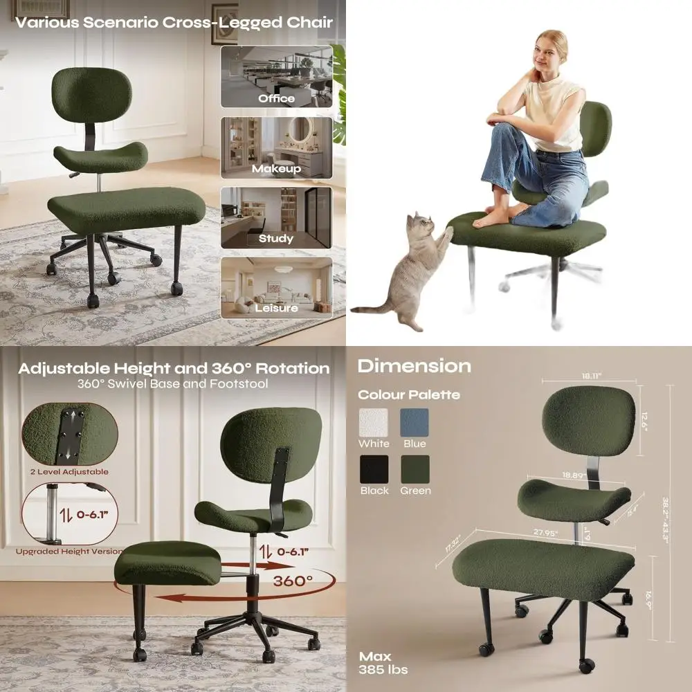 

Зеленое эргономичное поворотное кресло для медитации с поясничной поддержкой для людей с СДВГ и для офисного использования