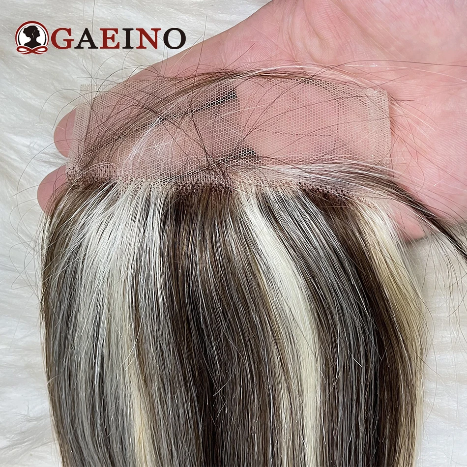 Cierre de encaje transparente 4x4, cabello humano 100% Natural, prearrancado, liso