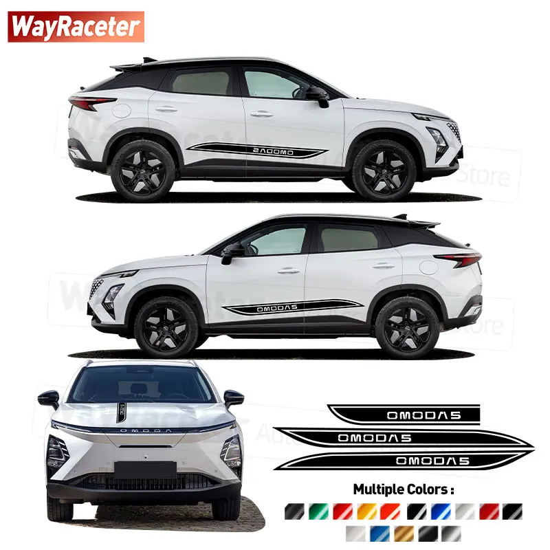 3 Pcs/Set Hood Stripes Sticker Door Side Skirt Carbon Fiber Vinyl Decal For Chery Omoda 5 2026 2025 2027 Exterior Accessories