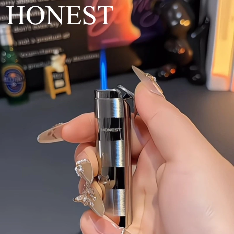 HONEST Brand Metal Texture Windproof Inflatable Lighter for Men's Smoking Tools Smoking Accessories Gift Lighters Durable