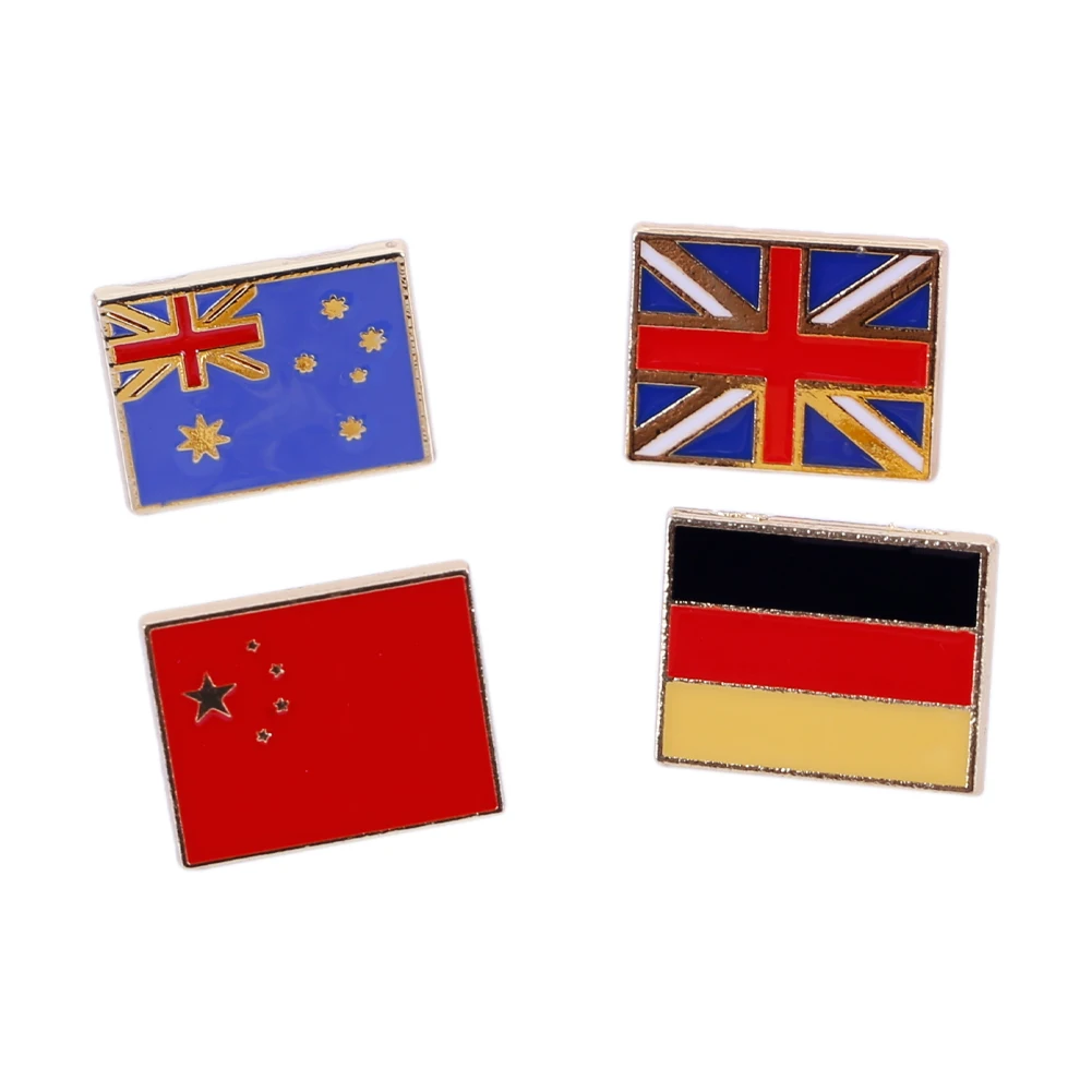 Alloy Flag Brooch China UK Germany Australia Patriotic Badge National Day Celebration Party Logo Gifts for Men Women Jewelry