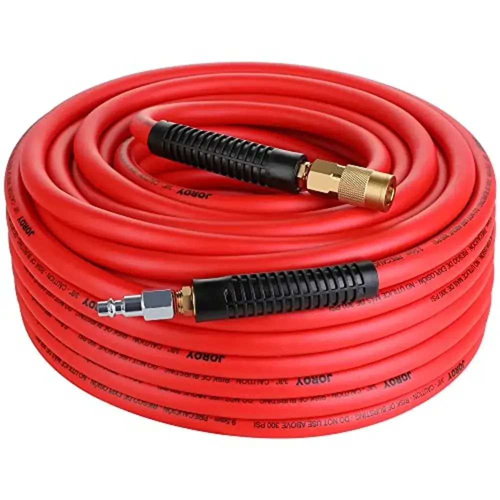 100ft Hybrid Air Compressor Hose 3/8 Inch Kink Resistant All-Weather Flexibility Heavy Duty Lightweight 300 PSI Max Pressure