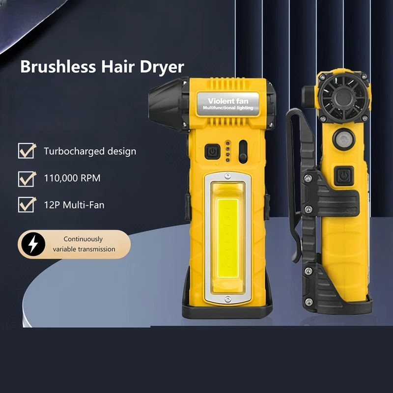 

Многофункциональный бесщеточный вентилятор 4-в-1: беспроводной воздуходув 8000 мАч, мини-турбовентилятор с 4 насадками и боковой подсветкой, подвесной вентилятор для кемпинга