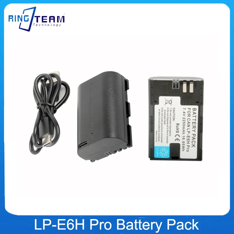 

2PCS/LOTS Rechargeable lithium LPE6 LP-E6 LP-E6H Pro Battery for Canon EOS R R5 R6 5DS 6D 7D 60D 70D 80D 90D With TYPE-C Cable