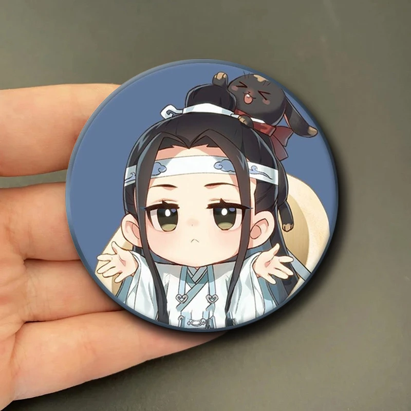 58mm Anime Mo Dao Zu Shi Enamel Portable Mirror Cute Anime Character Cartoon Mini Makeup Mirror Accessories Decor Fans Collect