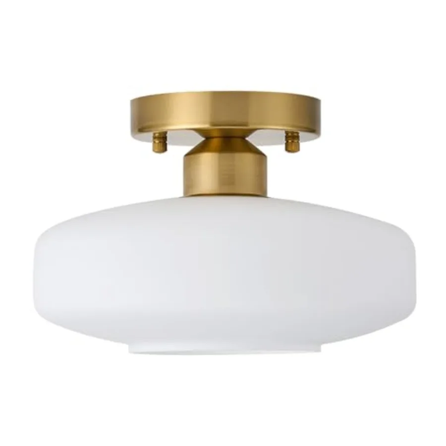 Modern Ceiling Light10.24 inch Glass Shade Gold Finish Flush Mount Light Fixture for Hallway Entryway Laundry Room