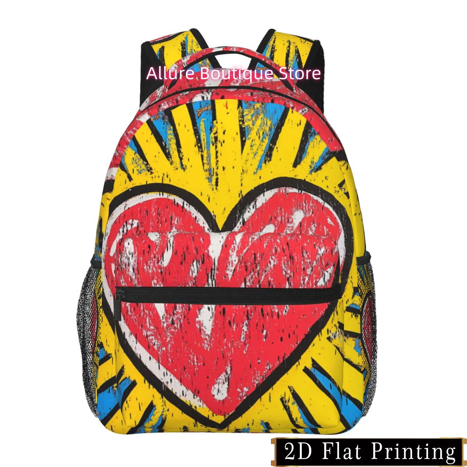 Heart Print Pattern, Shoulder Strap Back and Waist Protection Design Backpack, Fashionable for ipad Laptop Backpack, Large Space