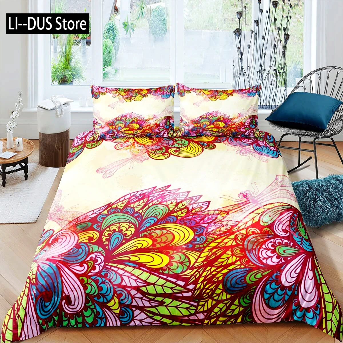 

Red Base Black Dragon Print Bedding Cover Sets Full Chinese Dragon Pattern Bedding Cover Sets Full Soft 3 Pieces Comforter Sets