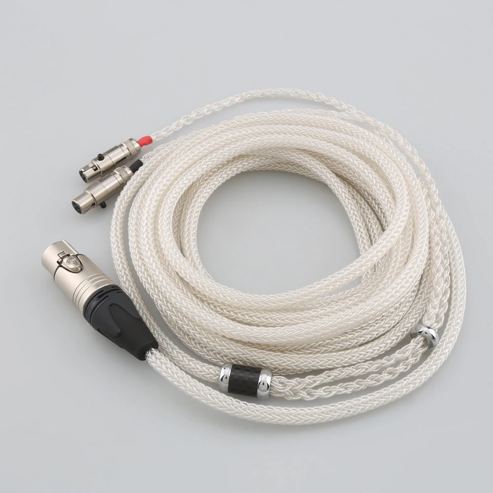 Audiocrast 16 Cores Pure Silver Cable 2 Mini 3Pin XLR Headphone Upgrade Cord for Abyss AB-1266 HiFi