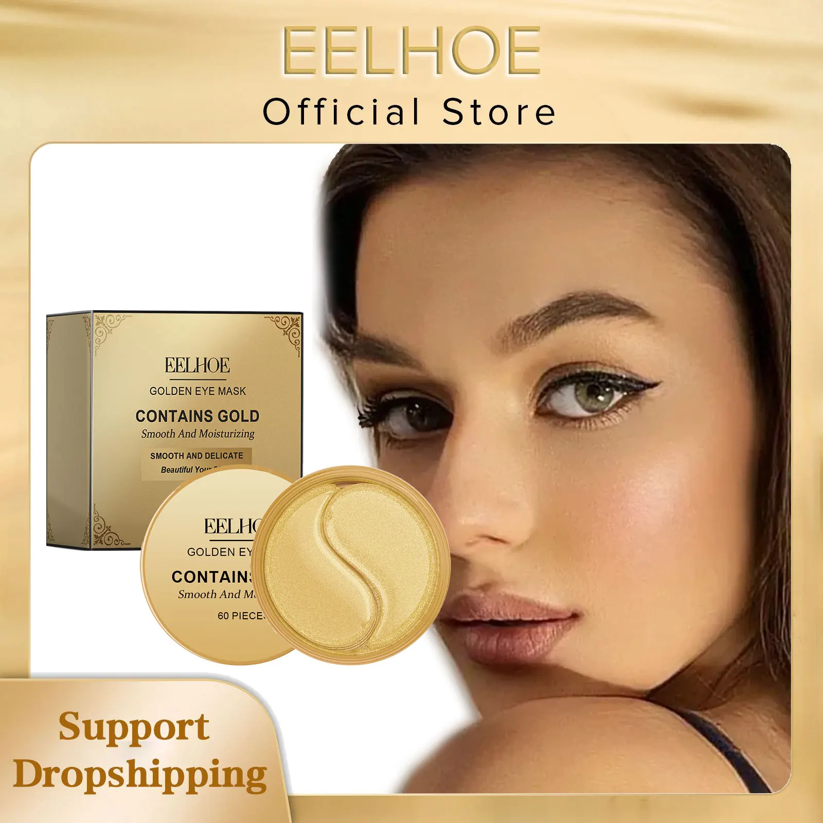 EELHOE Gold Eye Mask Hyaluronic Acid Remove Puffiness Under Eyes Firm Skin Tightening Repair Eye Bag Remover Collagen Eye Mask