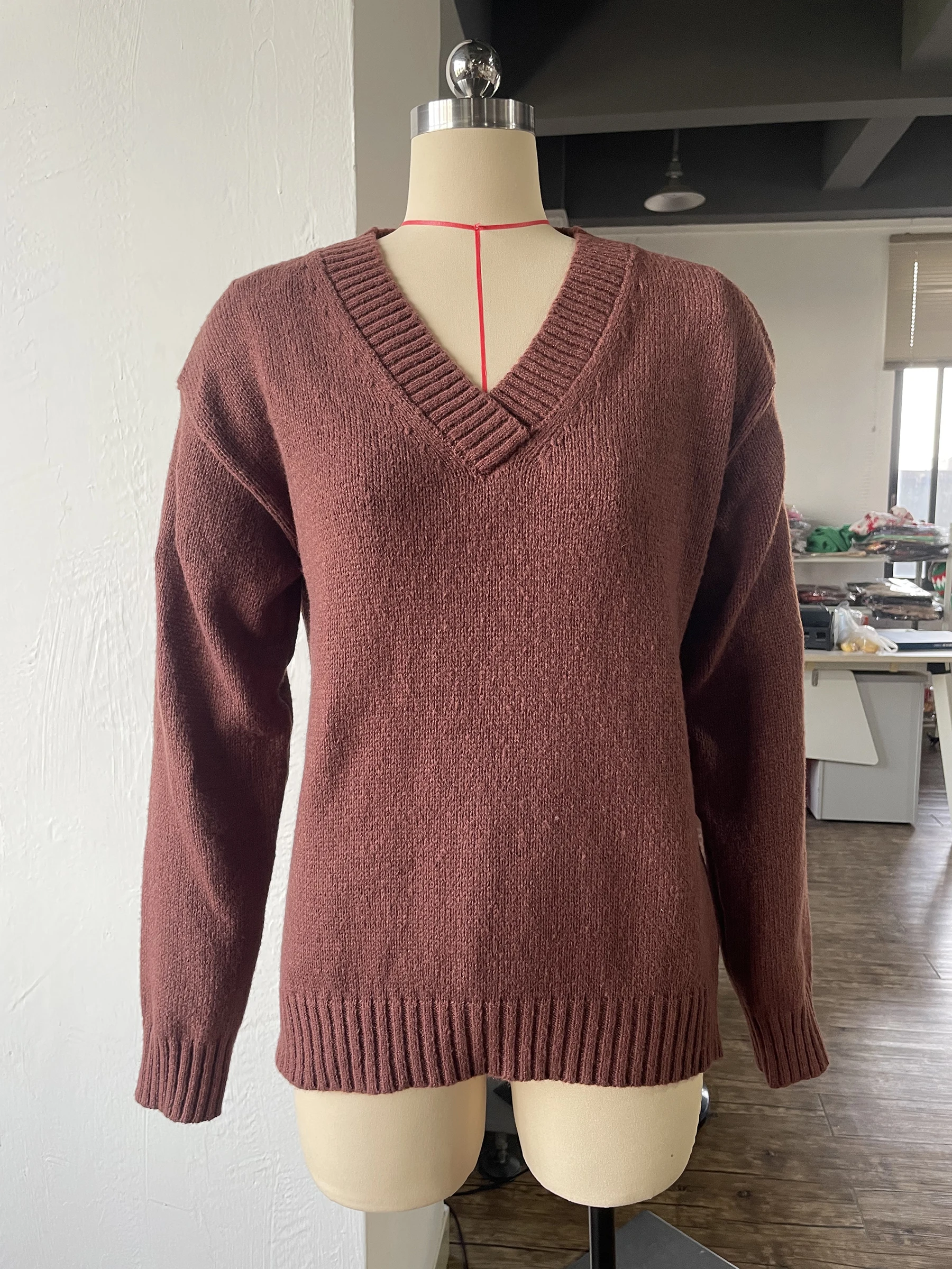 Loose V-Ne Long Sve Pure Color Sweater Women's Autumn Winter Comfortable Casual Sle Pullover Sweater Online Exclusive