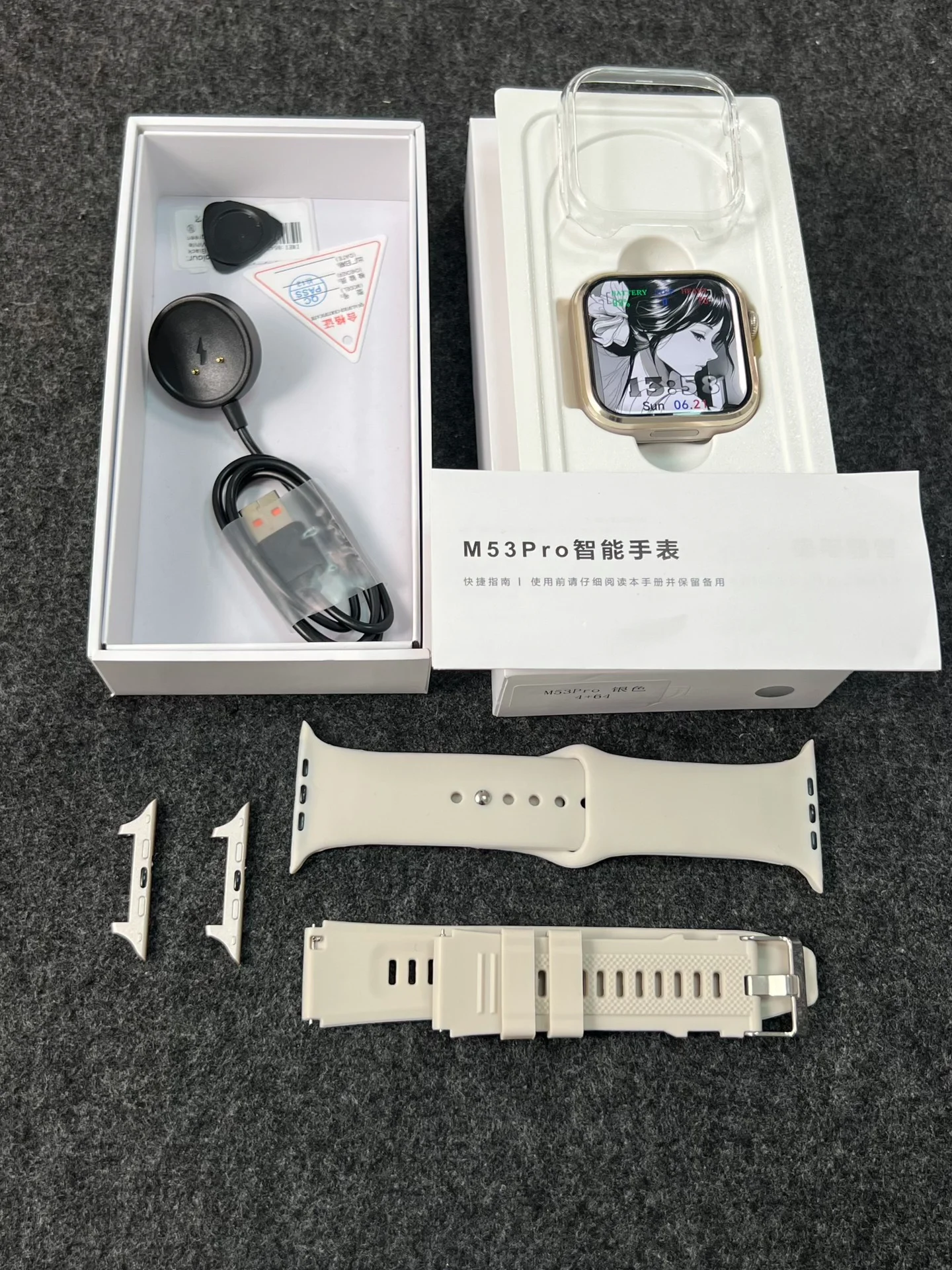 [Wide Screen M53Pro] W527 chip smartwatch,widescreen fingerprint-unlocked smartwatch with SIM card slot view 4
