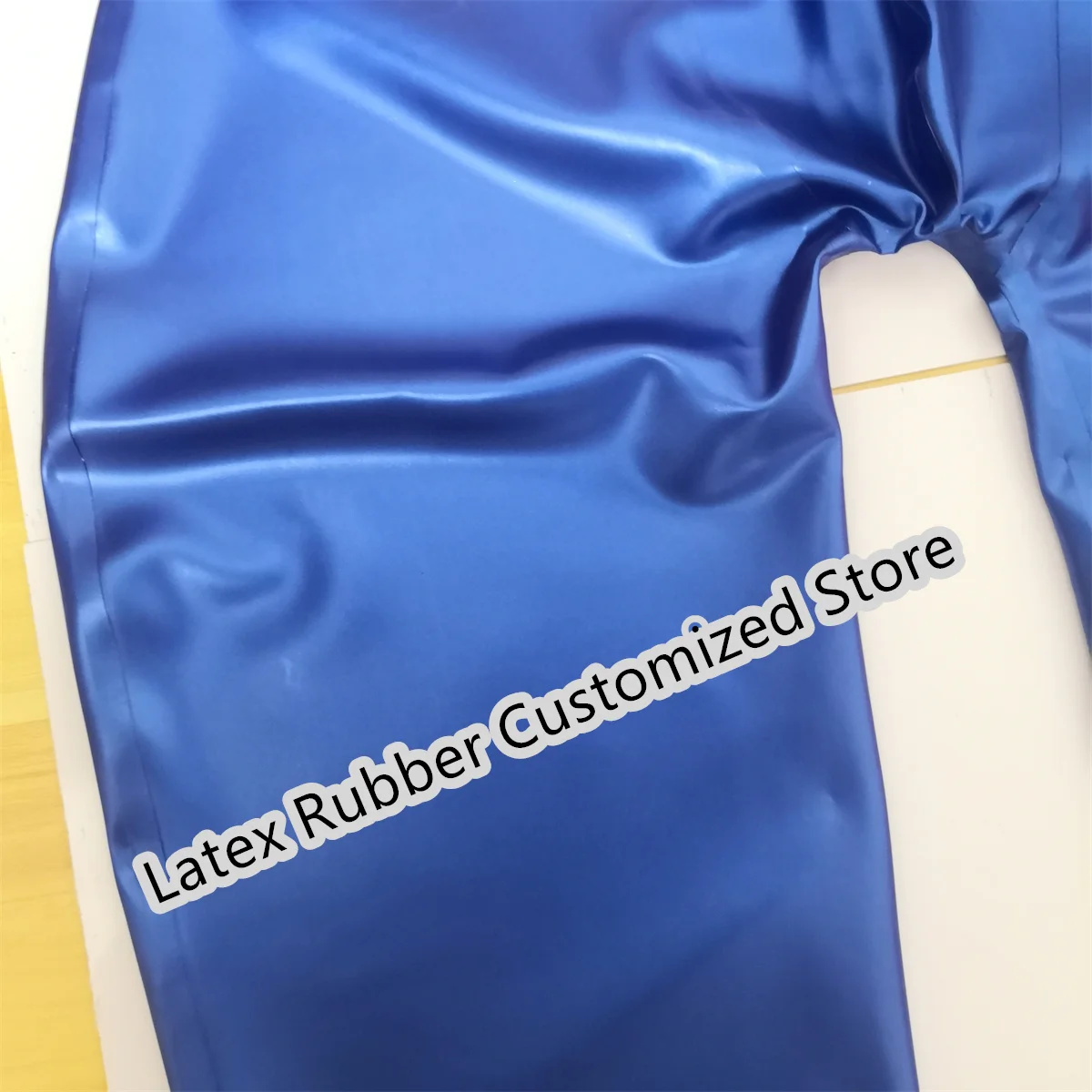 Sexy Metal Blue 100% Natrual Latex Panties Rubber Men Boxer Shorts With Black Trim Sexy Lingerie Cosplay Costumes for men view 2