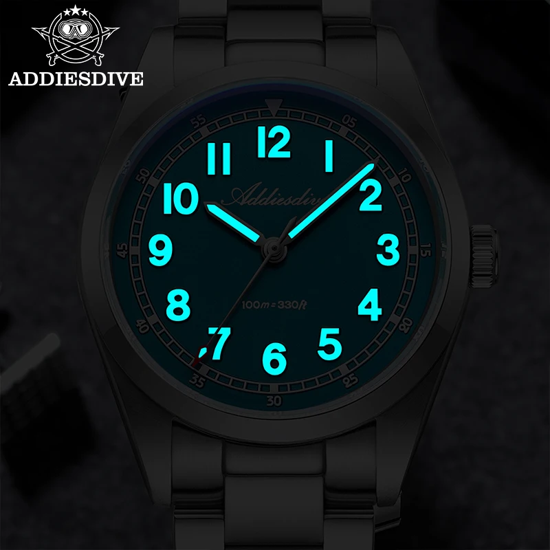  ADDIESDIVE Watches For Men 36mm Sapphire Glass Miyota 2035 BGW9 Luminous Wristwatch Stainless Waterproof 10Bar Quartz Watches
