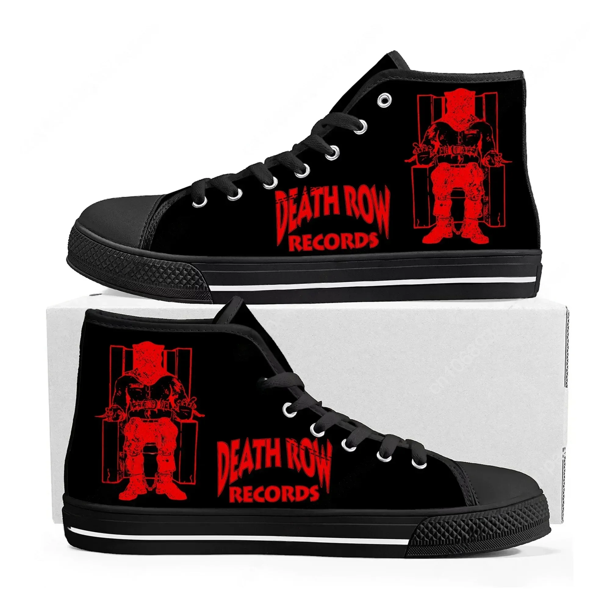 Death Row Records High Top Sneakers Mens Womens Teenager High Quality Canvas Sneaker 3D Print Casual Couple Shoes Custom Shoe
