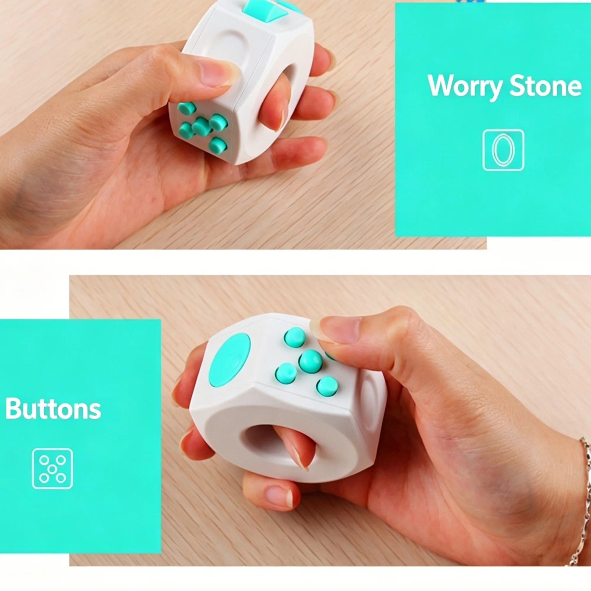 6 Sided Cube Fidget Roller Sensory Toy Multifunctional Finger Spinning Ring Cube Toy Relieve Stress for ADD ADHD Improve Focus
