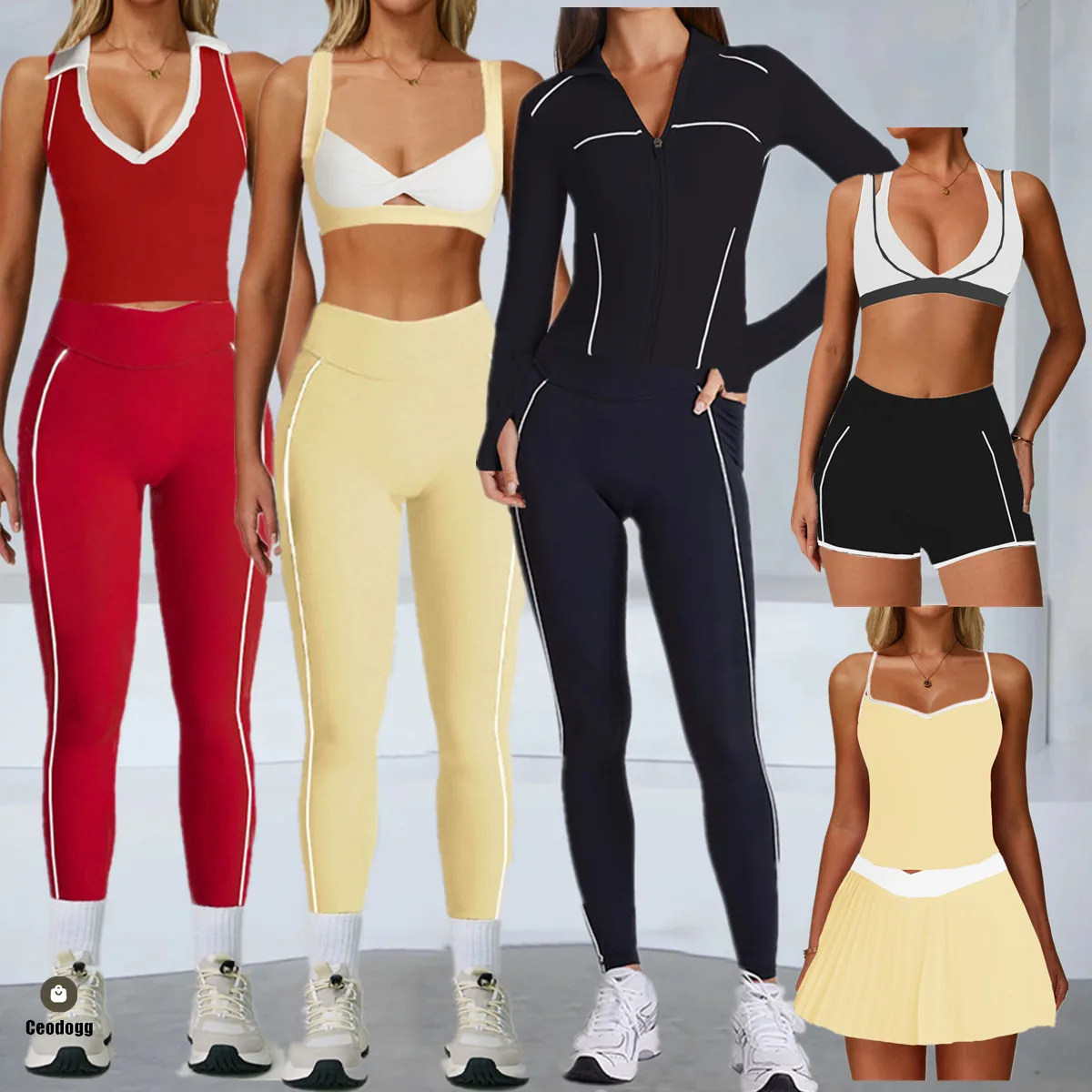 

2PCS Yoga Set Women Sport Bra Gym Workout Legging High Waist Wide Pocket Pant Fitness Sports Shorts Active Wear Suit XP03