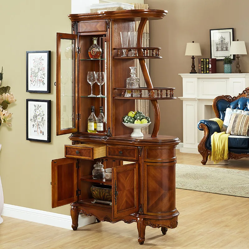 

American-style room cabinet Solid wood door hall wine Decorative Double-sided shoe cabinet Multifunctional