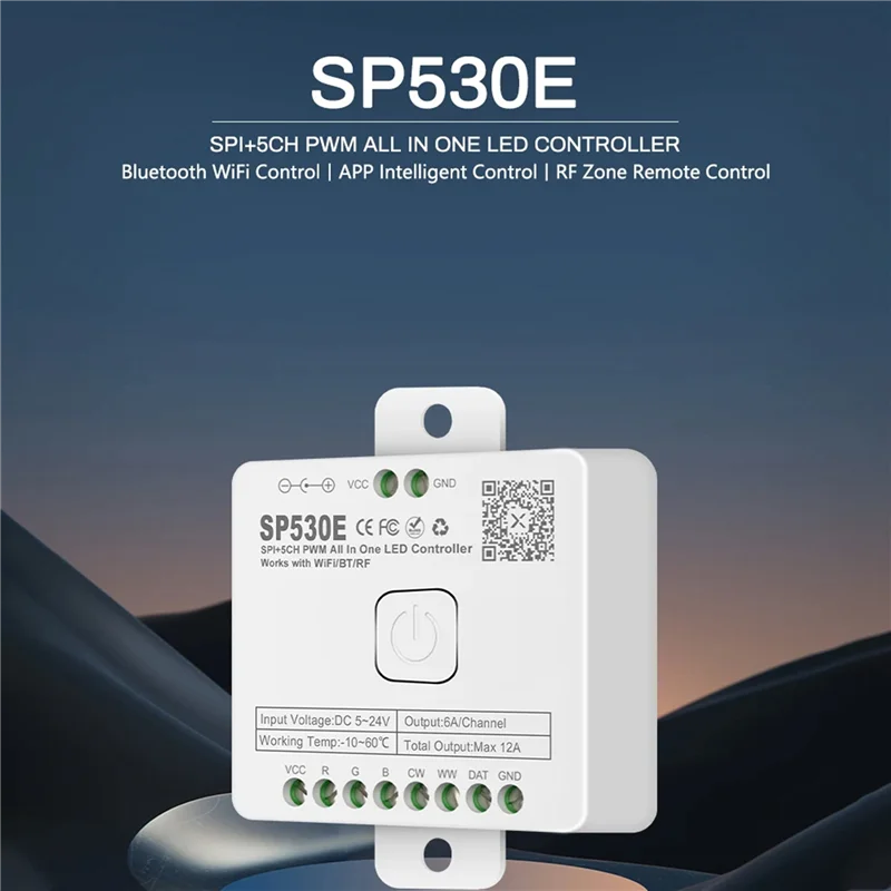 

ABMF-3X 12-In-1 Wifi LED Controller SP530E PWM SPI Pixels Dimmer For WS2812B WS2811 RGB RGBW LED Strips With Voice Control