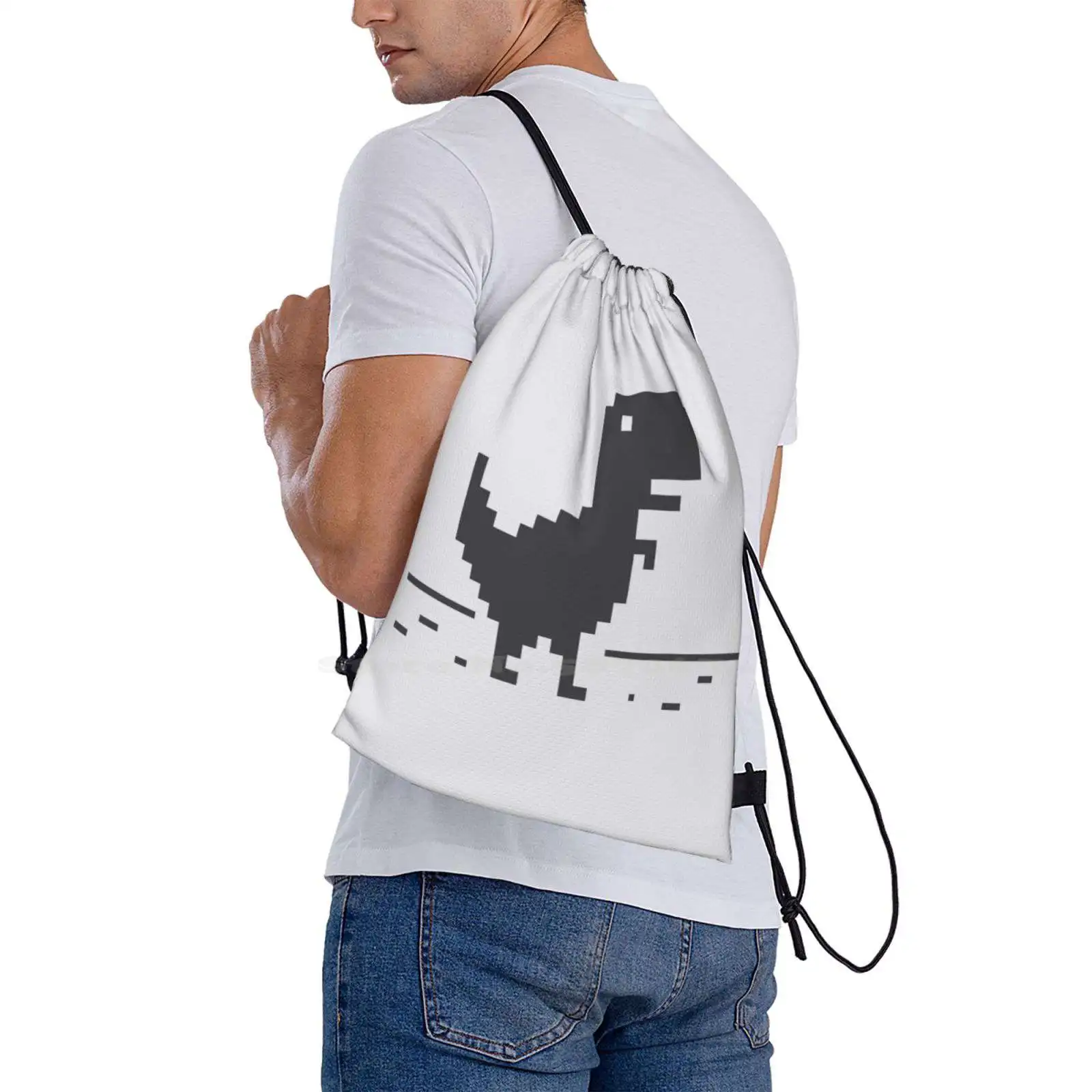 Google Chrome'S Dino Hot Sale Schoolbag Backpack Fashion Bags Browser Pixelart 1Bit 8Bit Chrome Google Dinosaur Easteregg Funny