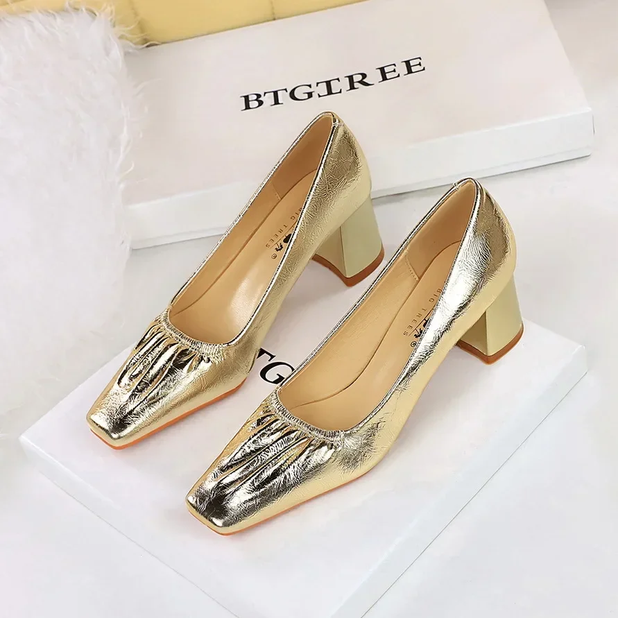 BIGTREE Ladies Shoes 2025 Korean Fashion Pointed Toe Women's Pumps Comfortable Mid-heeled Dress Shoes Solid Color Simple Pumps