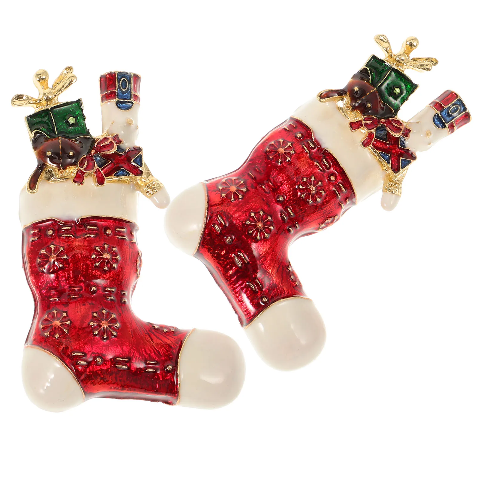 

2pcs Boots Shaped Alloy Party Accessories Lightweight Breastpins For Women Wedding Birthday Festival Gift Christmas Brooch